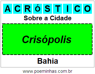 Acróstico Para Imprimir Sobre a Cidade Crisópolis