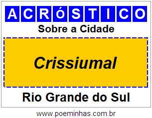 Acróstico Para Imprimir Sobre a Cidade Crissiumal