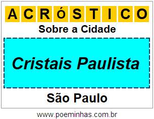 Acróstico Para Imprimir Sobre a Cidade Cristais Paulista