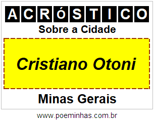 Acróstico Para Imprimir Sobre a Cidade Cristiano Otoni