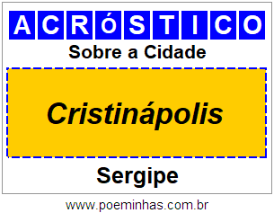 Acróstico Para Imprimir Sobre a Cidade Cristinápolis