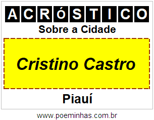 Acróstico Para Imprimir Sobre a Cidade Cristino Castro