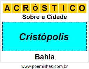 Acróstico Para Imprimir Sobre a Cidade Cristópolis