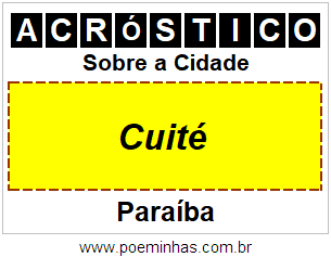 Acróstico Para Imprimir Sobre a Cidade Cuité