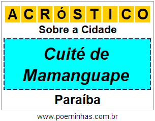 Acróstico Para Imprimir Sobre a Cidade Cuité de Mamanguape