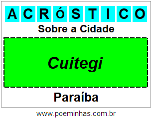 Acróstico Para Imprimir Sobre a Cidade Cuitegi