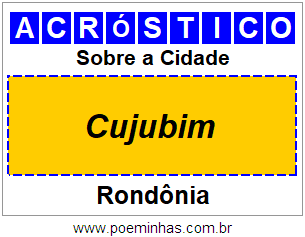 Acróstico Para Imprimir Sobre a Cidade Cujubim