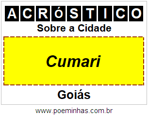 Acróstico Para Imprimir Sobre a Cidade Cumari