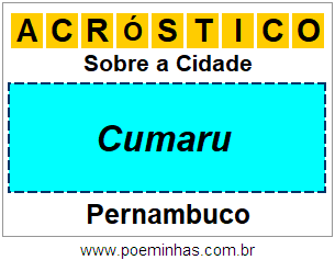 Acróstico Para Imprimir Sobre a Cidade Cumaru