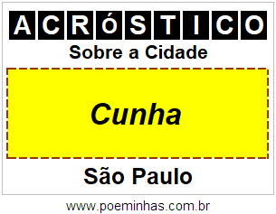 Acróstico Para Imprimir Sobre a Cidade Cunha