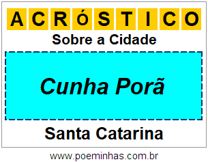 Acróstico Para Imprimir Sobre a Cidade Cunha Porã