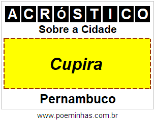 Acróstico Para Imprimir Sobre a Cidade Cupira