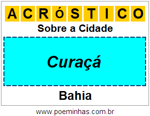 Acróstico Para Imprimir Sobre a Cidade Curaçá