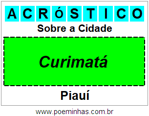 Acróstico Para Imprimir Sobre a Cidade Curimatá