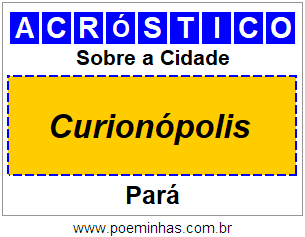 Acróstico Para Imprimir Sobre a Cidade Curionópolis