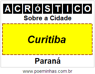 Acróstico Para Imprimir Sobre a Cidade Curitiba