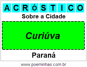 Acróstico Para Imprimir Sobre a Cidade Curiúva