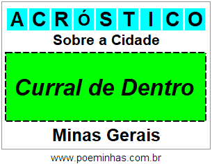 Acróstico Para Imprimir Sobre a Cidade Curral de Dentro