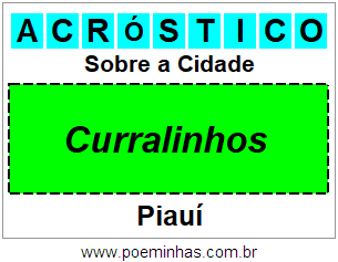 Acróstico Para Imprimir Sobre a Cidade Curralinhos