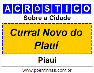 Acróstico Para Imprimir Sobre a Cidade Curral Novo do Piauí