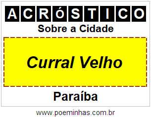 Acróstico Para Imprimir Sobre a Cidade Curral Velho