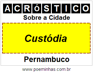 Acróstico Para Imprimir Sobre a Cidade Custódia