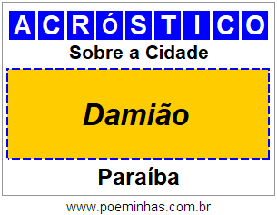 Acróstico Para Imprimir Sobre a Cidade Damião