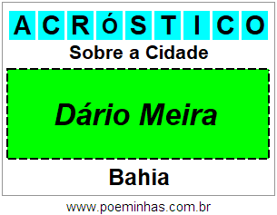 Acróstico Para Imprimir Sobre a Cidade Dário Meira