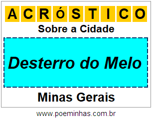 Acróstico Para Imprimir Sobre a Cidade Desterro do Melo