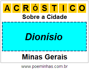 Acróstico Para Imprimir Sobre a Cidade Dionísio