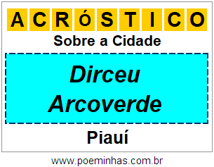 Acróstico Para Imprimir Sobre a Cidade Dirceu Arcoverde