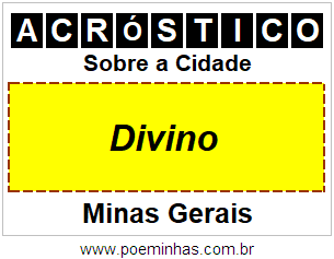 Acróstico Para Imprimir Sobre a Cidade Divino