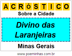 Acróstico Para Imprimir Sobre a Cidade Divino das Laranjeiras