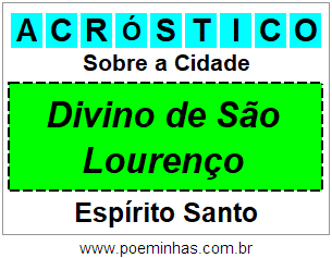 Acróstico Para Imprimir Sobre a Cidade Divino de São Lourenço