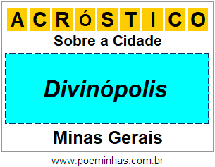 Acróstico Para Imprimir Sobre a Cidade Divinópolis