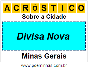 Acróstico Para Imprimir Sobre a Cidade Divisa Nova