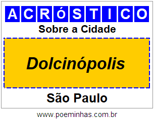 Acróstico Para Imprimir Sobre a Cidade Dolcinópolis