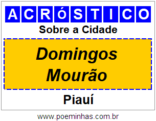 Acróstico Para Imprimir Sobre a Cidade Domingos Mourão