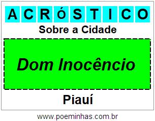 Acróstico Para Imprimir Sobre a Cidade Dom Inocêncio