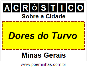 Acróstico Para Imprimir Sobre a Cidade Dores do Turvo