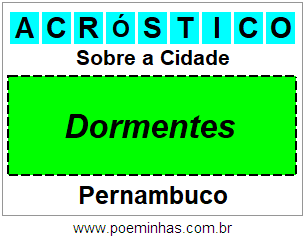 Acróstico Para Imprimir Sobre a Cidade Dormentes