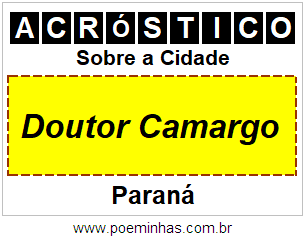 Acróstico Para Imprimir Sobre a Cidade Doutor Camargo