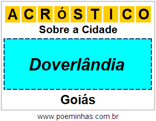 Acróstico Para Imprimir Sobre a Cidade Doverlândia