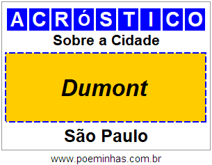 Acróstico Para Imprimir Sobre a Cidade Dumont