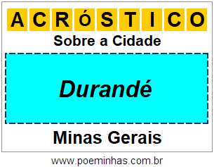 Acróstico Para Imprimir Sobre a Cidade Durandé