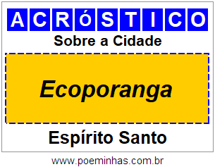 Acróstico Para Imprimir Sobre a Cidade Ecoporanga