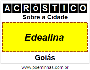 Acróstico Para Imprimir Sobre a Cidade Edealina