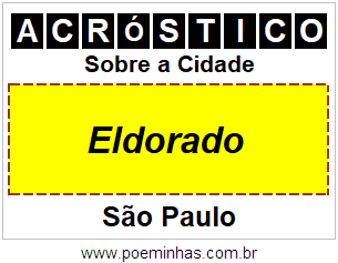 Acróstico Para Imprimir Sobre a Cidade Eldorado