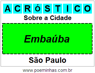 Acróstico Para Imprimir Sobre a Cidade Embaúba