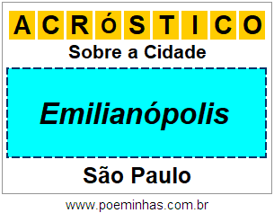 Acróstico Para Imprimir Sobre a Cidade Emilianópolis